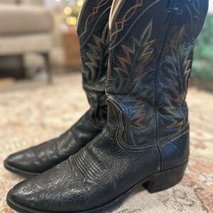 Nocona Black Western Boots with Colorful Stitching
